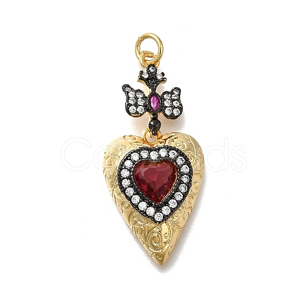 Brass Rhinestone Pendants KK-V002-05G-1