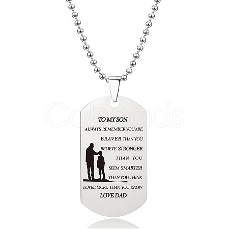 201 Stainless Steel To My Son Dog Tag Pendant Ball Chain Necklaces FS-WG527E6-06-1