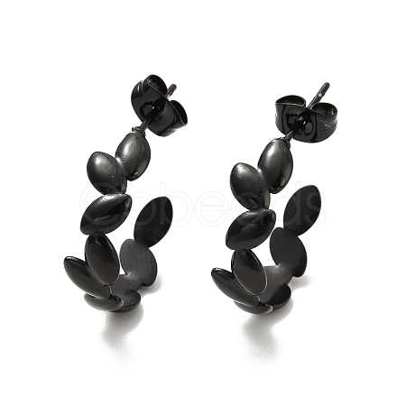 Ion Plating(IP) 304 Stainless Steel Leaf Wrap Stud Earring EJEW-P202-03EB-1
