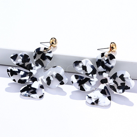 Alloy & Acrylic Dangle Stud Earrings FS-WG0D14E-02-1
