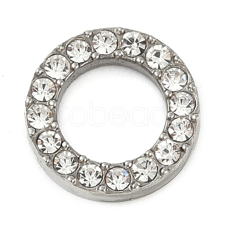 304 Stainless Steel Crystal Rhinestone Linking Rings STAS-Z082-01P-01-1
