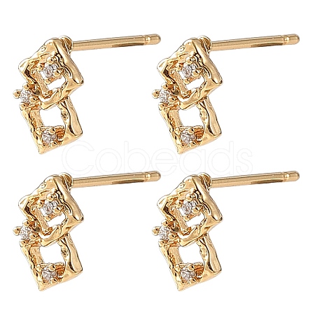 SHEGRACE Brass Micro Pave Clear Cubic Zirconia Stud Earring XGRQ4N172-729G-1