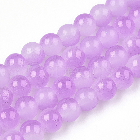 Baking Paint Imitation Jade Glass Round Bead Strands X1-DGLA-N003-8mm-05-1