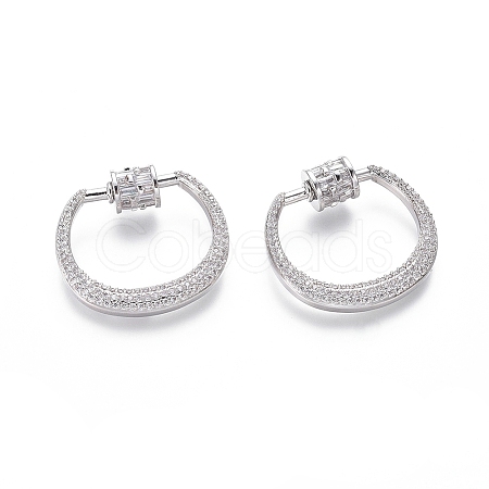 Brass Micro Pave Cubic Zirconia Screw Carabiner Lock Charms ZIRC-I031-22P-1