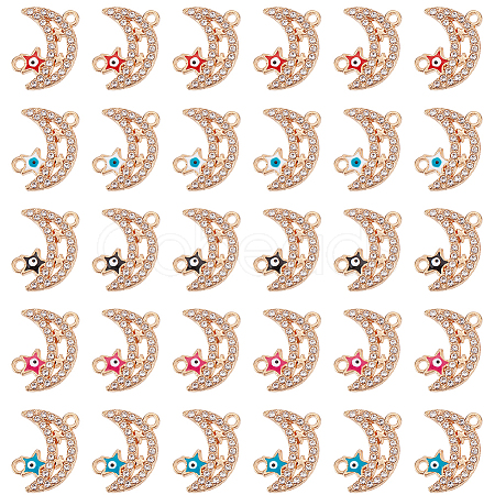 30Pcs 5 Colors Moon Alloy Enamel Connector Charms ENAM-SC0004-23-1