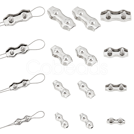 16Pcs 4 Style 304 Stainless Steel Double 2-Post Cable Clamp FIND-GA0002-28-1