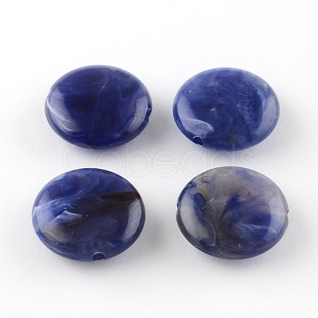 Flat Round Imitation Gemstone Acrylic Beads OACR-R051-09-1