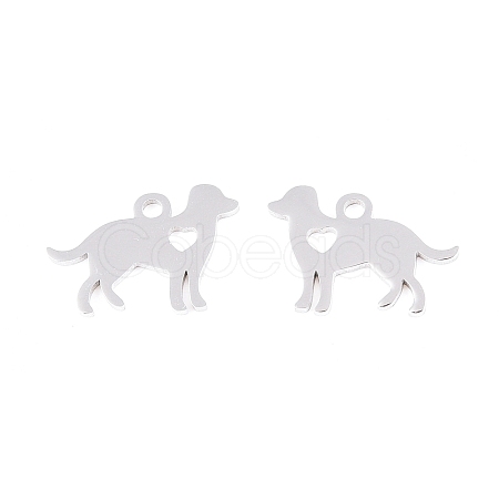 Non-Tarnish 304 Stainless Steel Puppy Silhouette Charms STAS-Q201-T086-1