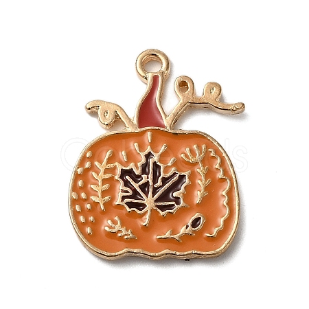 Thanksgiving Day Golden Tone Alloy Enamel Pendants X-ENAM-M002-02I-G-1