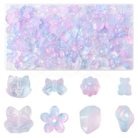 120Pcs 8 Styles Transparent Spray Paint Glass Beads GLAA-FS0002-26-1