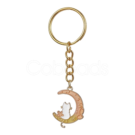 Moon with Rabbit Alloy Enamel Pendant Keychain KEYC-JKC00623-05-1