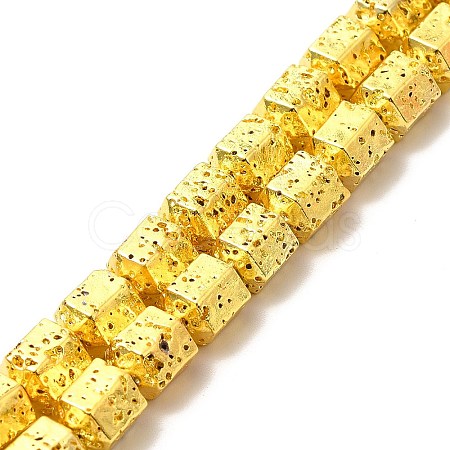 Electroplated Natural Lava Rock Beads Strands G-G984-09G-1