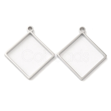 Non-Tarnish 304 Stainless Steel Open Back Bezel Rhombus Pendants LS-STAS-Z040-02A-P-1