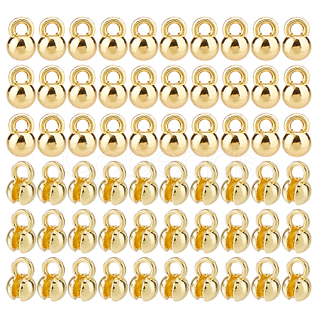 60Pcs Brass Bead Tips KK-HS0002-06-1