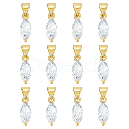 12PCS Brass Cubic Zirconia Charms KK-BC0012-84-1