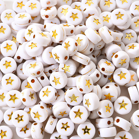White Opaque Acrylic Beads PACR-YW0001-04A-1