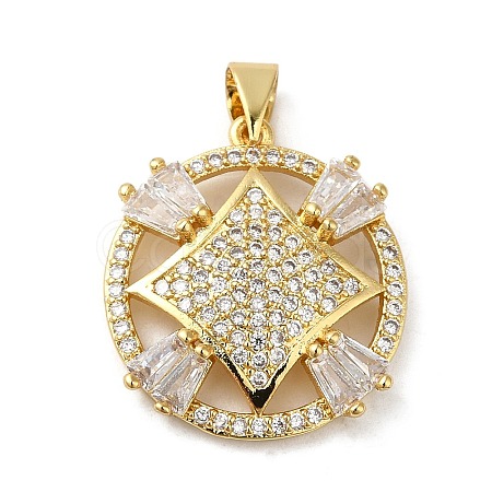 Brass Cubic Zirconia Pendants KK-K275-20G-1