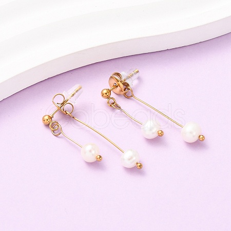 304 Stainless Steel Round Tassel Stud Earrings EJEW-K268-89G-1