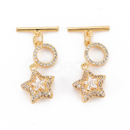 Brass Micro Pave Cubic Zirconia Toggle Clasps KK-S354-293A-NF-1
