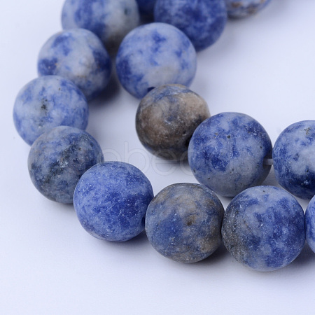 Natural Blue Spot Jasper Beads Strands X-G-Q462-8mm-06-1