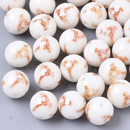 Christmas Opaque Glass Beads EGLA-R113-03A-1