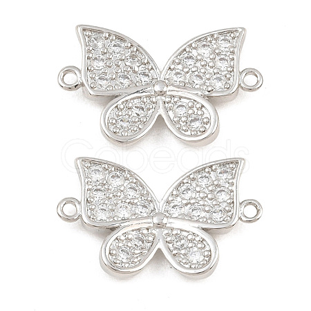 Brass Micro Pave Clear Cubic Zirconia Connector Charms CU-CBA908F-04P-04-1