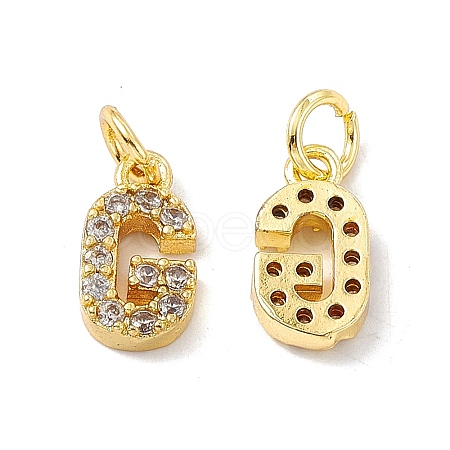 Real 18K Gold Plated Brass Micro Pave Clear Cubic Zirconia Charms KK-E068-VB452-G-1