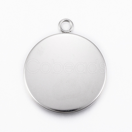 Tarnish Resistant 304 Stainless Steel Pendant Cabochon Settings X-STAS-E146-18P-25mm-1