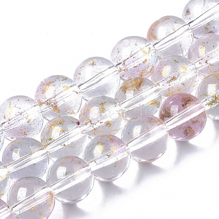 Transparent Spray Painted Glass Bead Strands GLAA-N035-03C-B07-1