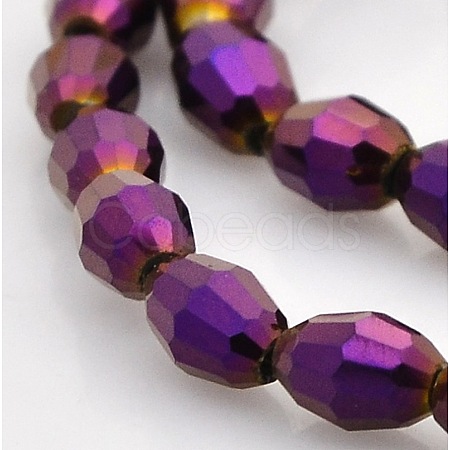 Full Plated Glass Faceted Rice Beads Strands GLAA-A030A-FP03-1