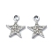 Alloy Rhinestone Pendants, Star, Crystal, 15.5x12.5x2mm, Hole: 2mm