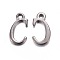 Gunmetal Plated Alloy Letter Pendants, Rack Plating, Cadmium Free & Lead Free, Letter.C, 15x8x2mm, Hole: 1.5mm