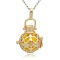 Golden Tone Brass Hollow Round Cage Pendants, with No Hole Spray Painted Brass Round Beads, Gold, 33x24x21mm, Hole: 3x8mm