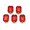 Sew on Rhinestone, Transparent Glass Rhinestones, with Iron Prong Settings, Faceted, Rectangle, Red, 14.5x11.5x6mm, Hole: 1mm