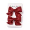 Solid Color Bowknot Cloth Alligator Hair Clip, Hair Accessories for Girls, Crimson, 42~45x70~74x13~14mm, 2pcs/card