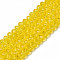 Glass Beads Strands, Faceted, Rondelle, Yellow, 3.5~3.8x3mm, Hole: 0.4mm, about 113~115pcs/strand, 32~33cm