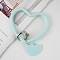 Silicone Heart Loop Phone Lanyard, Wrist Lanyard Strap with Plastic & Alloy Keychain Holder, Cyan, 7.5x8.8x0.7cm