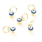 Brass Enamel Pendants, Long-Lasting Plated, Real 18K Gold Plated, with Jump Rings, Column with Evil Eye, Deep Sky Blue, 5x3.5x4.5mm,Jump Ring: 5x0.6mm, 3mm inner diameter.