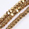 Electroplate Non-Magnetic Synthetic Hematite Beads Strands, Faceted, Rondelle, Golden Plated, 3x2mm, Hole: 0.5mm, about 198pcs/strand, 15.5 inch(39.5cm)