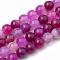 Dyed Natural Striped Agate/Banded Agate Round Bead Strands, Medium Violet Red, 6mm, Hole: 1mm, about 62pcs/strand, 15.7 inch