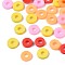 Handmade Polymer Clay Beads, Heishi Beads, Disc/Flat Round, Mixed Color, 4x0.5~1.5mm, Hole: 1.5mm, about 66600pcs/1000g