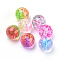 Acrylic Beads, Transparent Crackle Style, Two Tone Style, Round, Mixed Color, 8mm, Hole: 2mm, about 1840pcs/500g