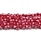 Opaque Solid Color Electroplate Glass Beads Strands, Pearl Luster Plated, Faceted, Bicone, Red, 4x4mm, Hole: 0.8mm, about 82~85pcs/strand, 30.5~31cm