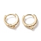 Brass Micro Pave Clear Cubic Zirconia Huggie Hoop Earring Findings, Long-Lasting Plated, Flat Round, Real 18K Gold Plated, 15x14x2mm, Hole: 1mm, Pin: 1mm