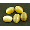 Cat Eye Cabochons, Oval, Lime, about 6mm wide, 8mm long, 3mm thick