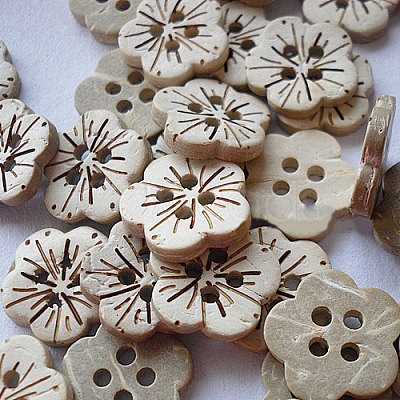 Carved 4-hole Basic Sewing Button in Flower Shape NNA0YYS-1