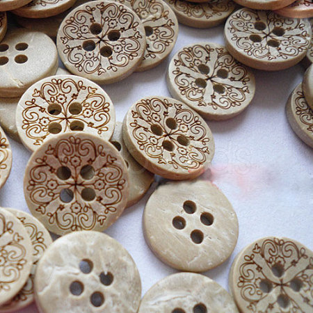 Carved Round 4-hole Basic Sewing Button NNA0YX9-1
