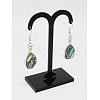 Stylish Alloy Abalone Shell/Paua ShellTeardrop Dangle Earrings EJEW-H139-1-2