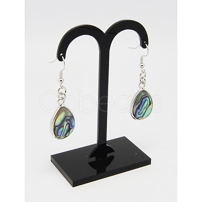 Stylish Alloy Abalone Shell/Paua ShellTeardrop Dangle Earrings EJEW-H139-1-1