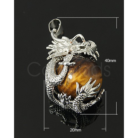 Natural Tiger Eye Pendants G-Q732-3-1
